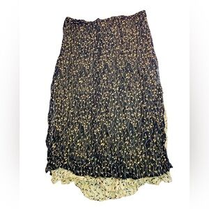 Phool vintage black cream 90s made in India floral rayon tie waist skirt M